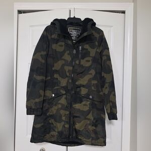 Lucky Brand Women’s Camouflage Utility Anorak Jacket - Olive Green & Black